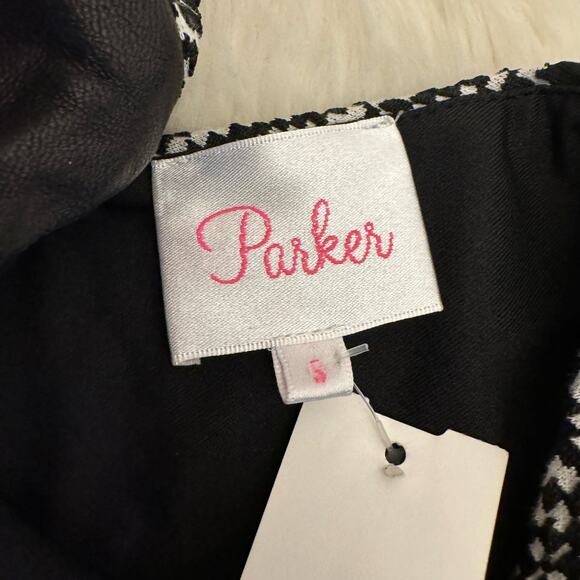 Parker Jacquard Leather Trim Nolan Fit & Flare Dress Small NWT - Picture 6 of 13